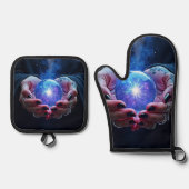 神秘的な運命のオーブ 鍋つかみ&鍋敷きセット (正面)