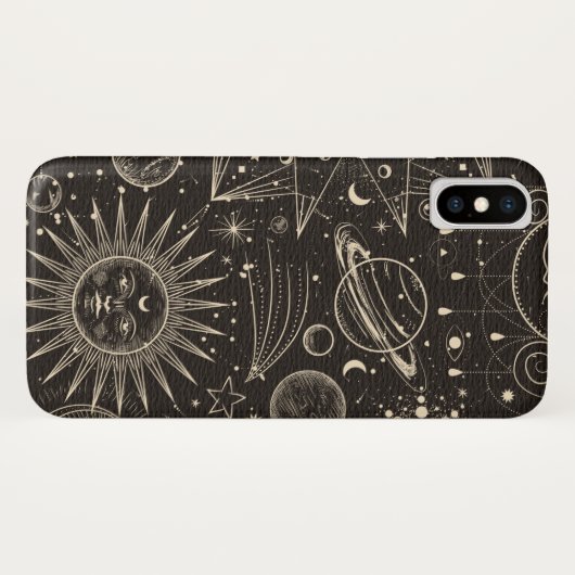 神秘的な金ゴールドとブラックサンアンドムーンデザイン Case-Mate iPhoneケース (裏面(横))