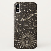 神秘的な金ゴールドとブラックサンアンドムーンデザイン Case-Mate iPhoneケース (裏面)