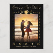 神秘的な金ゴールドスクリプトqrコードphoto save date 案内ポストカード (正面)