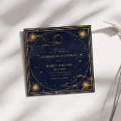 神秘的な金ゴールドムーンスターズスクエア結婚ズ 招待状