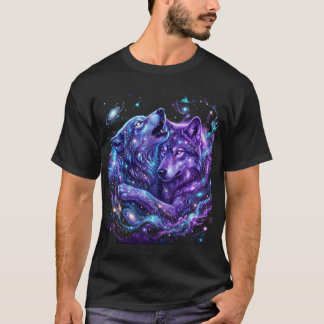 神秘的な銀河の狼パーカー – ブルーの宇宙の狼アートP Tシャツ