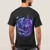 神秘的な銀河の狼パーカー – ブルーの宇宙の狼アートP Tシャツ (裏面)
