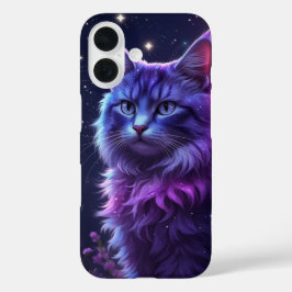 神秘的な銀河の猫のスマホケース - 紫色の宇宙アート iPhone 16ケース