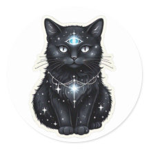 神秘的な銀河の猫ステッカー