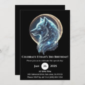 神秘的な銀河系ウルフ子供の誕生日招待状 招待状 (正面/裏面)