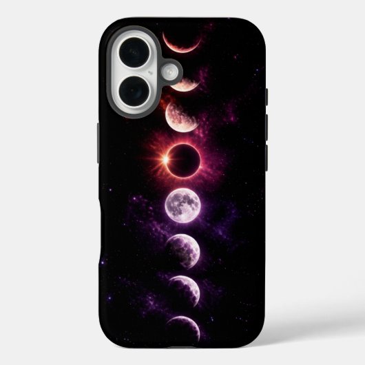 神秘的な銀河 総太陽食と月の満ち欠け Case-Mate iPhoneケース (裏面)
