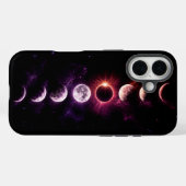 神秘的な銀河 総太陽食と月の満ち欠け Case-Mate iPhoneケース (裏面 (横))