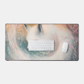 神秘的な開花春キツネ水彩 デスクマット (キーボード&マウス)