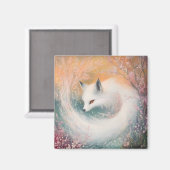 神秘的な開花春キツネ水彩 マグネット (正面/裏面)