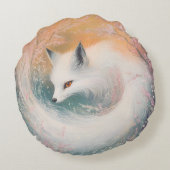 神秘的な開花春キツネ水彩 ラウンドクッション (裏面)