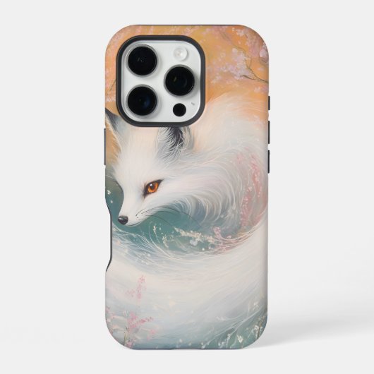 神秘的な開花春キツネ水彩 iPhoneケース (裏面)