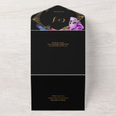 神秘的な闇とロマンチック結婚なデザイン オールインワン招待状 (外側)