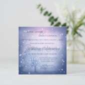 神秘的な雪の冬の結婚式後の招待状 招待状 (スタンド正面)