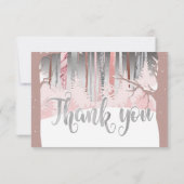 神秘的な雪の木の冬の木の消色された色 サンキューカード (裏面)