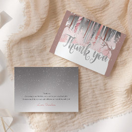 神秘的な雪の木の冬の木の消色された色 サンキューカード