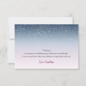 神秘的な雪の木の冬の木パープルブルーシルバー サンキューカード (正面)