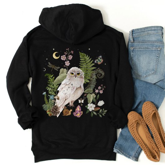 神秘的な雪フクロウフード付きスウェットシャツ パーカ