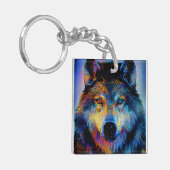 神秘的な霊狼 キーホルダー (正面左)