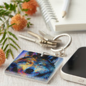 神秘的な霊狼 キーホルダー (正面右)