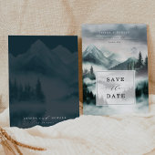 神秘的な霧の山の森は日付を保存 招待状