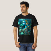 神秘的な青い女神の幻想芸術Tシャツ | エーテル Tシャツ (正面フル)