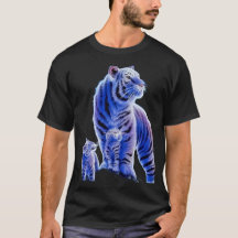 神秘的な青い氷のトラの家族 グラフィックTシャツ