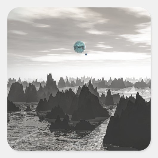 神秘的な青い球体 スクエアシール (正面)