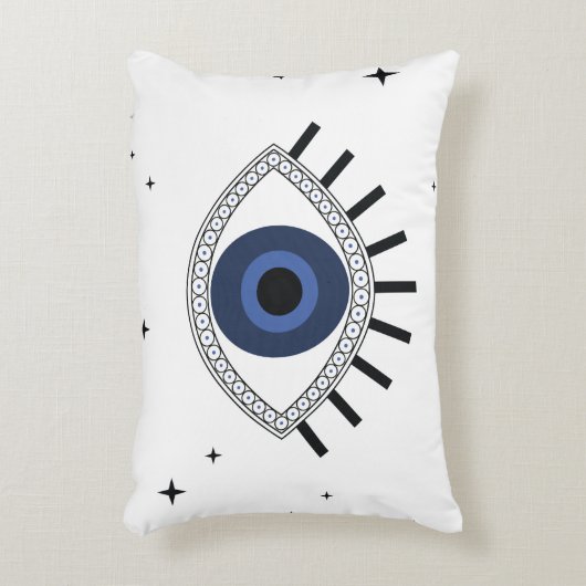 神秘的な青い目と星、邪悪な目の保護 アクセントクッション (正面(垂直))