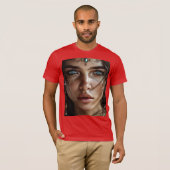 神秘的な青い目の女性ポートレートTシャツ Tシャツ (正面フル)