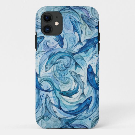 神秘的な青い魚の調和の流れ Case-Mate iPhoneケース (裏面)
