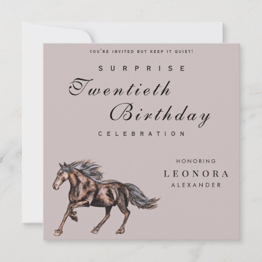 神秘的な馬ANYサプライズ誕生日パーティー 招待状 (正面)