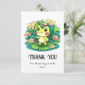 神秘的な魅力的カエルの赤ちゃんシャワー サンキューカード (スタンド正面)