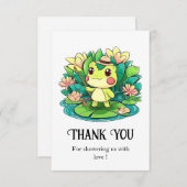 神秘的な魅力的カエルの赤ちゃんシャワー サンキューカード (正面/裏面)