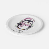 神秘的な魅力的ペンギンの赤ちゃんシャワー ペーパープレート (アングル)
