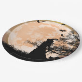 神秘的な魔女と猫の満月 ペーパープレート (アングル)