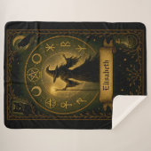 神秘的な魔女の毛布パーソナライズされた古代のシンボル シェルパブランケット (正面(横))