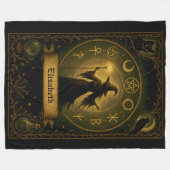 神秘的な魔女の毛布パーソナライズされた古代のシンボル フリースブランケット (正面(横))