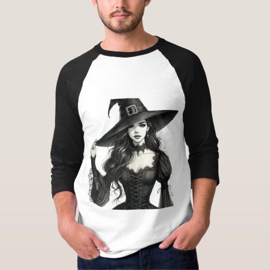 神秘的な魔女グラフィックティー Tシャツ (正面)