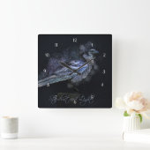 神秘的な魔法のレイヴンスターダストとライトファンタジー スクエア壁時計 (ホーム)