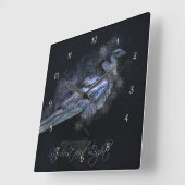 神秘的な魔法のレイヴンスターダストとライトファンタジー スクエア壁時計 (傾斜)