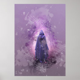 神秘的な魔法の姿の絵を描水色 ポスター