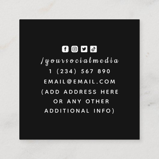 神秘的な魔法の月のエネルギーワーカーヒーリングサイキック スクエア名刺 (裏面)