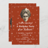 神秘的な魔法の誕生日ジェニエヘッドホワイトスターズ 招待状 (正面/裏面)