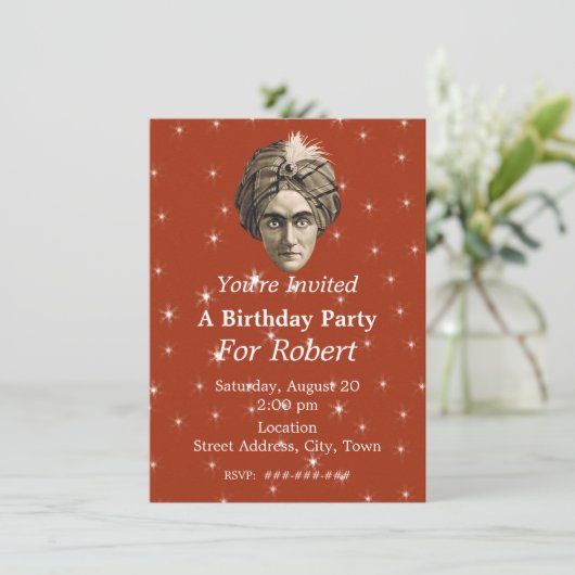 神秘的な魔法の誕生日ジェニエヘッドホワイトスターズ 招待状 (スタンド正面)