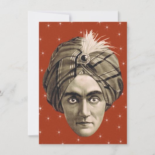 神秘的な魔法の誕生日ジェニエヘッドホワイトスターズ 招待状 (裏面)