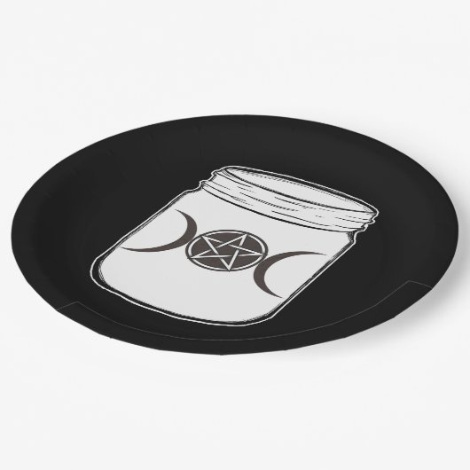 神秘的な魔法ムーンズメイソンジャーハローウィンパーティ ペーパープレート (アングル)