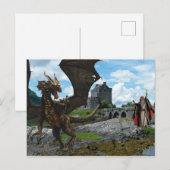 神秘的な魔法使いとドラゴンの城の風景 ポストカード (正面/裏面)