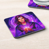 神秘的な魔術師オーラ白熱［赤熱］光を放つーの魔術 コースター (左側)
