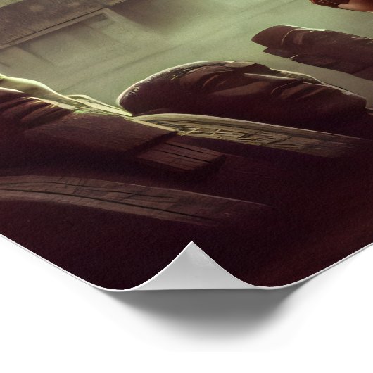 神秘的な黄金の毛を持つ超現実的アステカ戦士イラストレット ポスター (角)